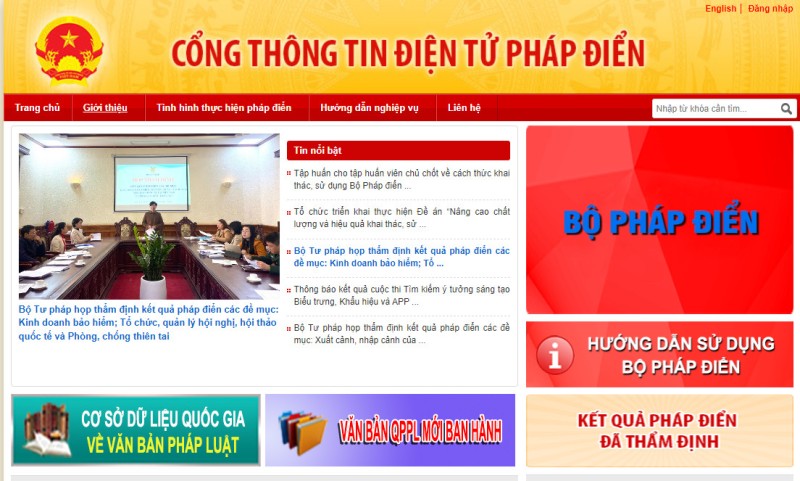 Giới thiệu về Cổng thông tin điện tử Pháp điển